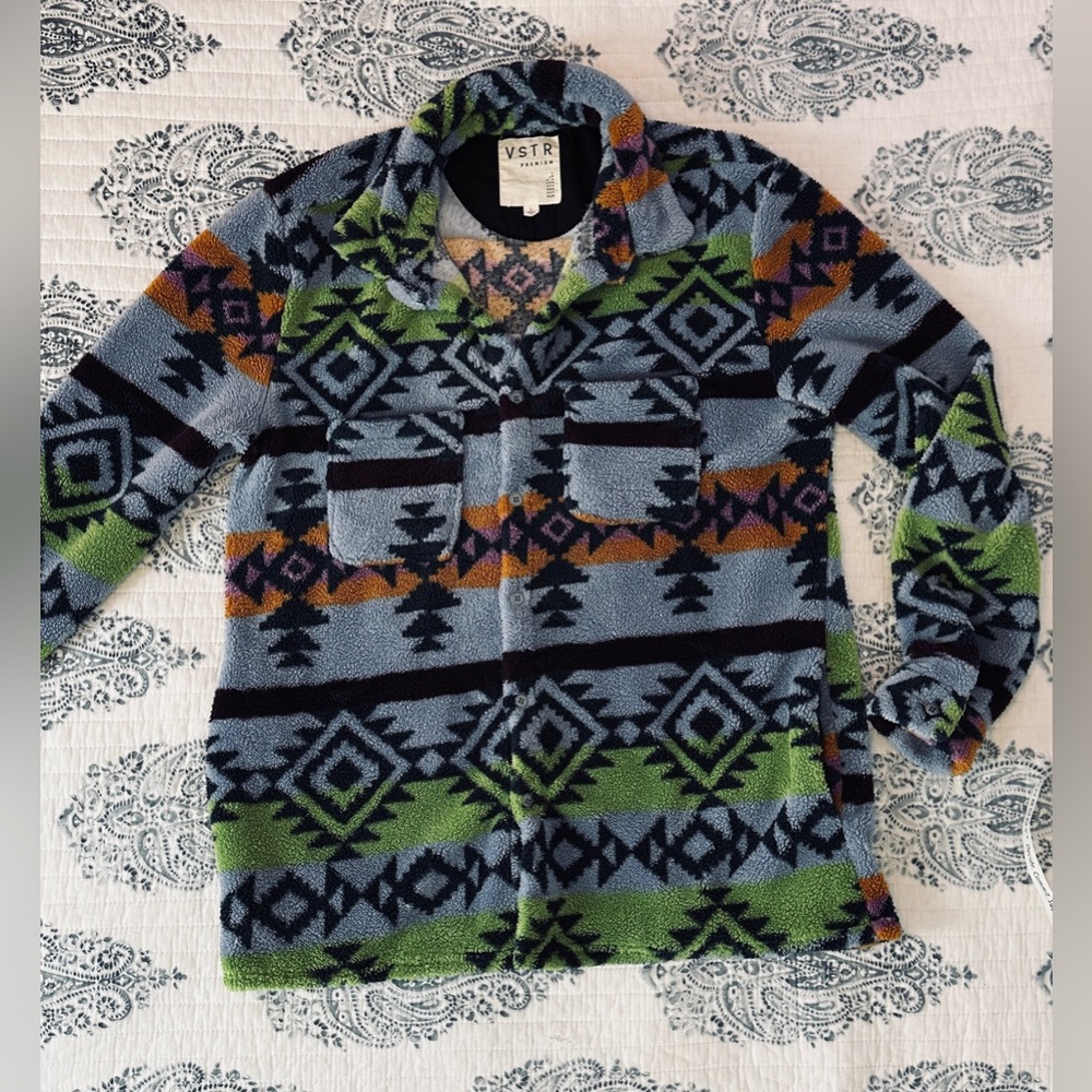 VSTR Premium Sherpa Fleece Jacket L Aztec‎ Southwest Button Up